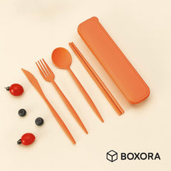 Boxora™ Portable Cutlery Set – Eco-Friendly Travel Utensils with Case