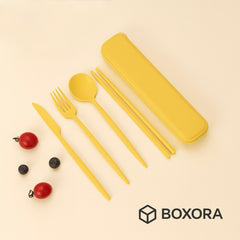 Boxora™ Portable Cutlery Set – Eco-Friendly Travel Utensils with Case