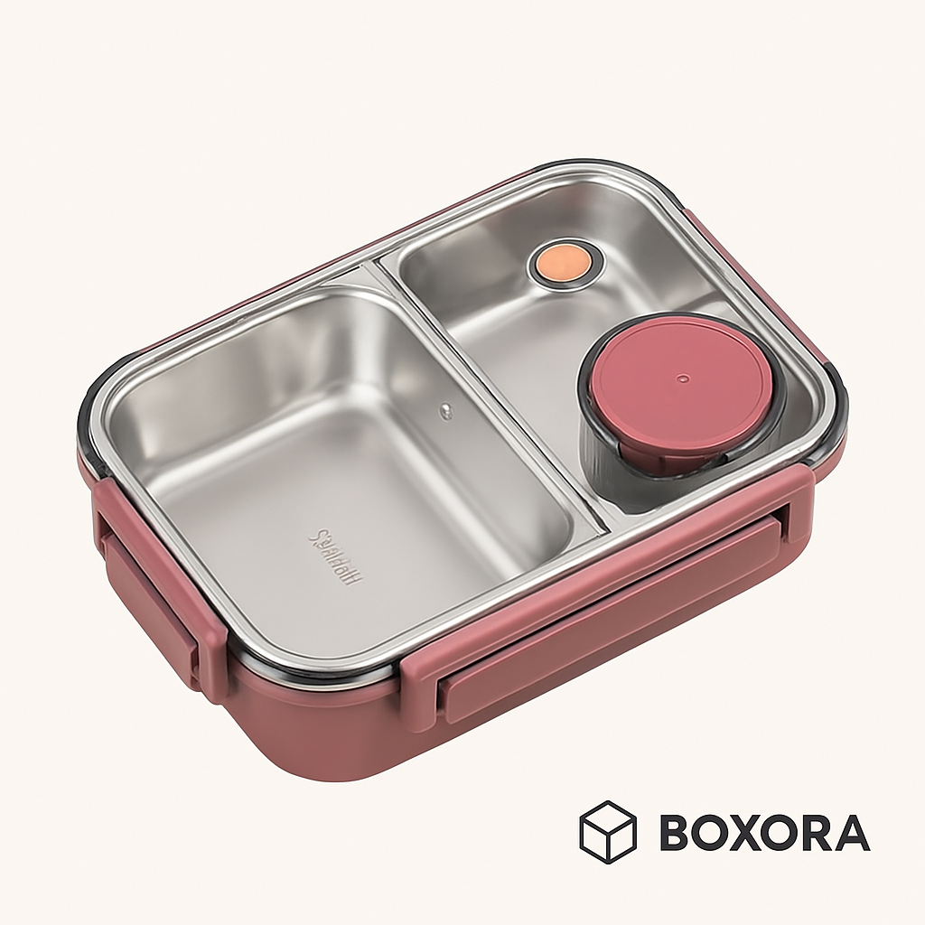 Boxora™ Premium Stainless Steel Bento Lunch Box (Small) – Leakproof & Portable