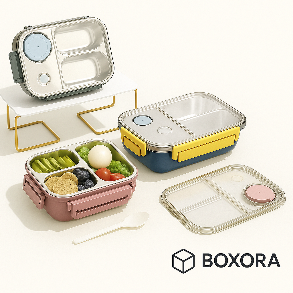 Boxora™ Premium Stainless Steel Bento Lunch Box (Large) – Leakproof & Portable