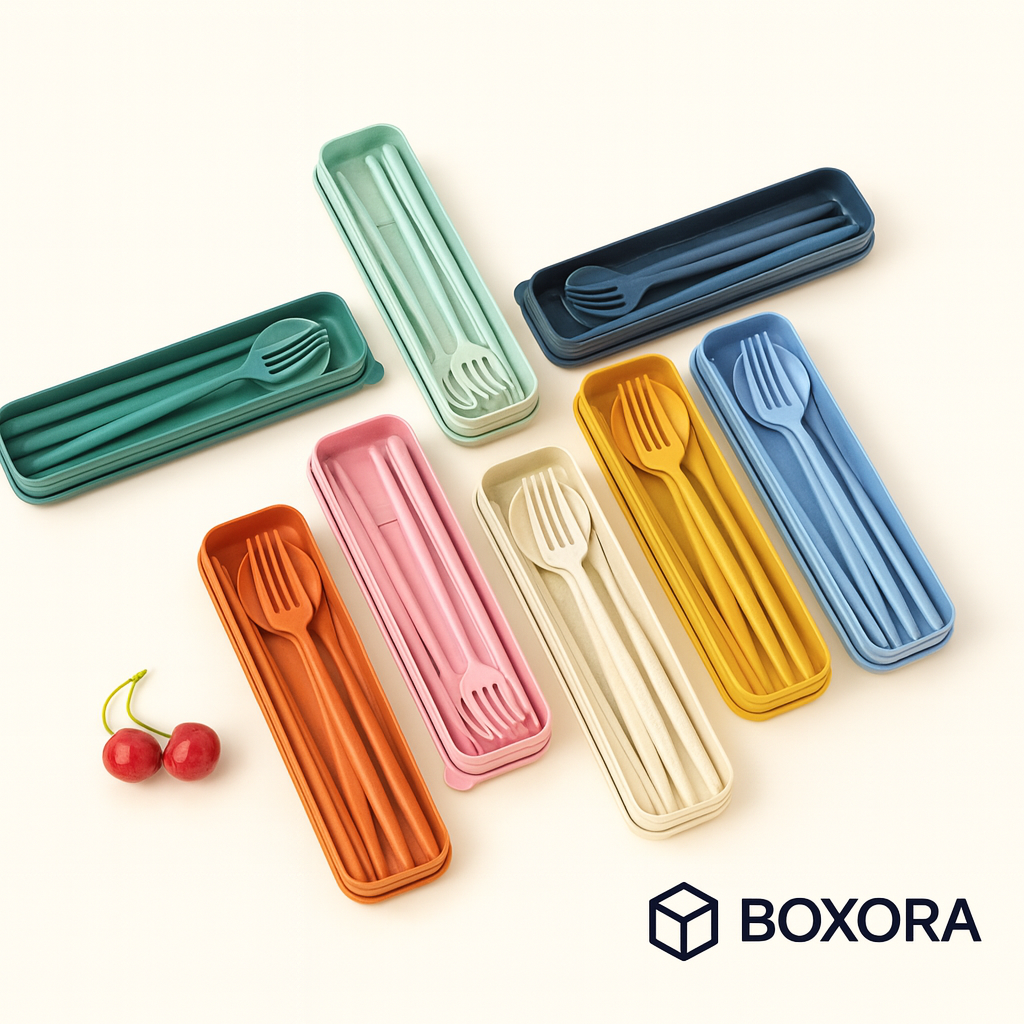 Boxora™ Portable Cutlery Set – Eco-Friendly Travel Utensils with Case