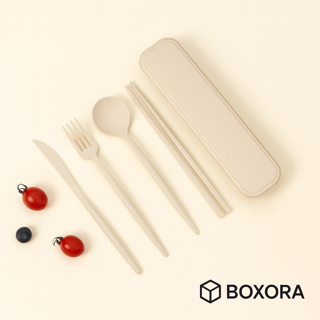 Boxora™ Portable Cutlery Set – Eco-Friendly Travel Utensils with Case