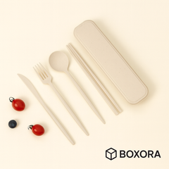 Boxora™ Portable Cutlery Set – Eco-Friendly Travel Utensils with Case