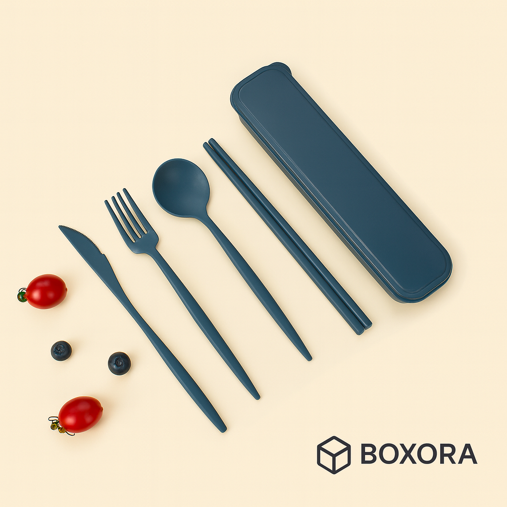 Boxora™ Portable Cutlery Set – Eco-Friendly Travel Utensils with Case
